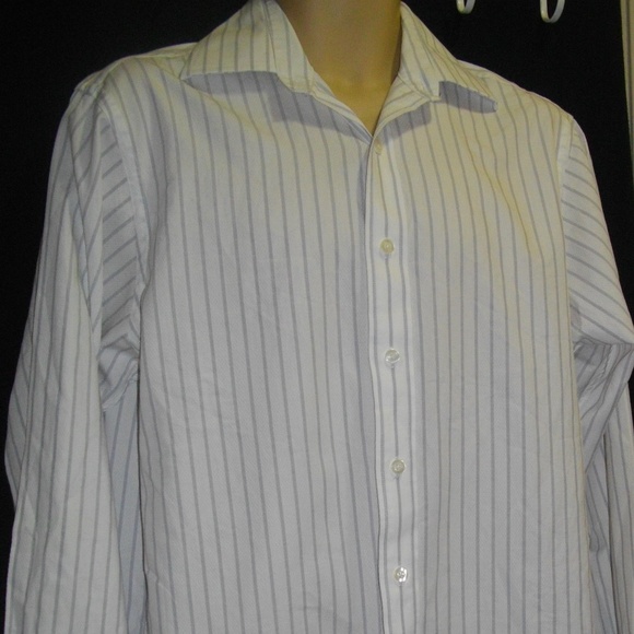 Michael Michael Kors White Gray Pin Stripes Shirt - Picture 4 of 7
